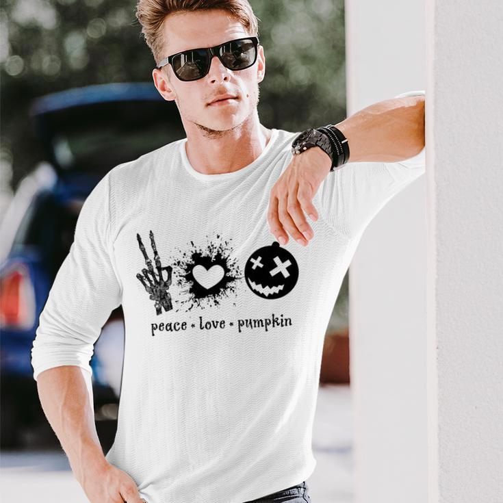 Peace Love Pumpkin Halloween Unisex Long Sleeve Gifts for Him