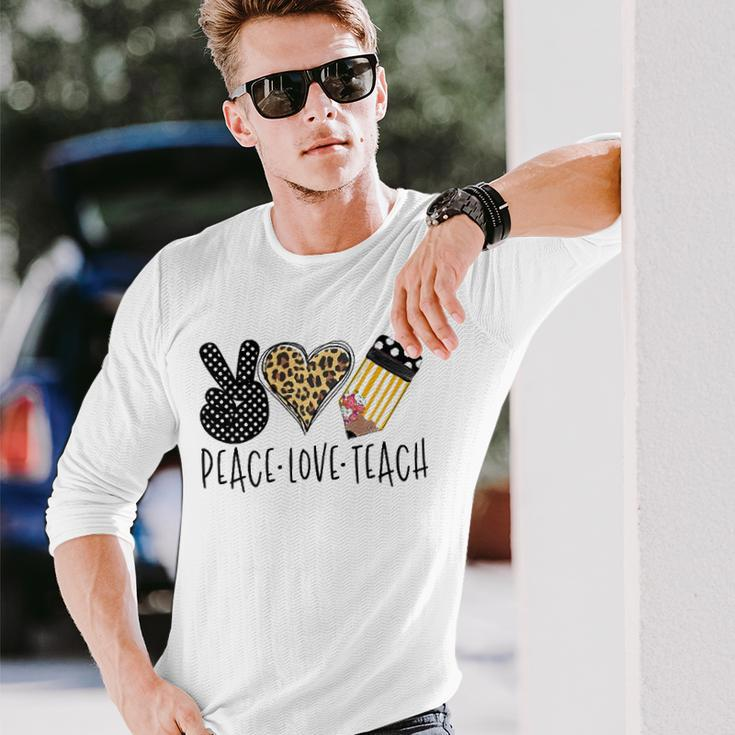 Peace Love Teach Back To School Teacher Long Sleeve T-Shirt T-Shirt Gifts for Him
