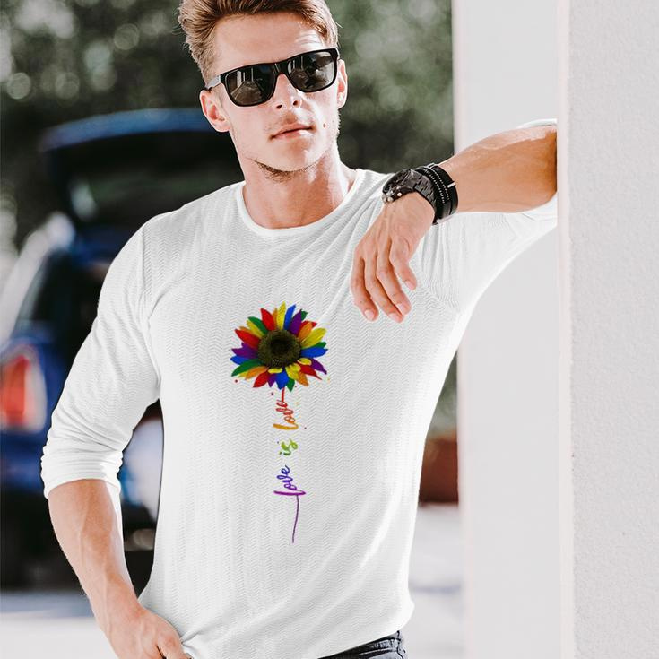 Rainbow Sunflower Love Is Love Lgbt Gay Lesbian Pride Long Sleeve T-Shirt T-Shirt Gifts for Him