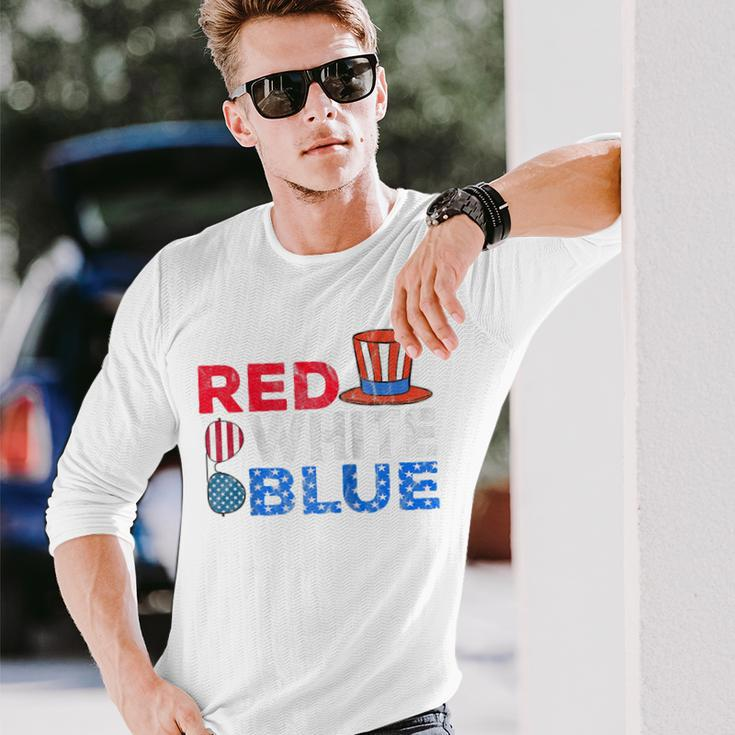 Red White Blue American Flag 4Th Of July Mom Dad Long Sleeve T-Shirt Gifts for Him