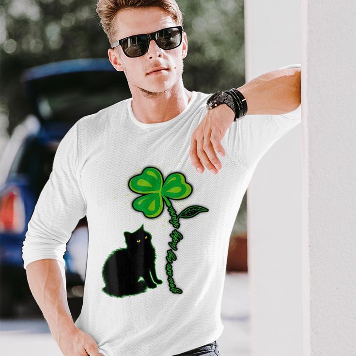 St Patricks Day Black Cat My Lucky Charm Unisex Long Sleeve Gifts for Him