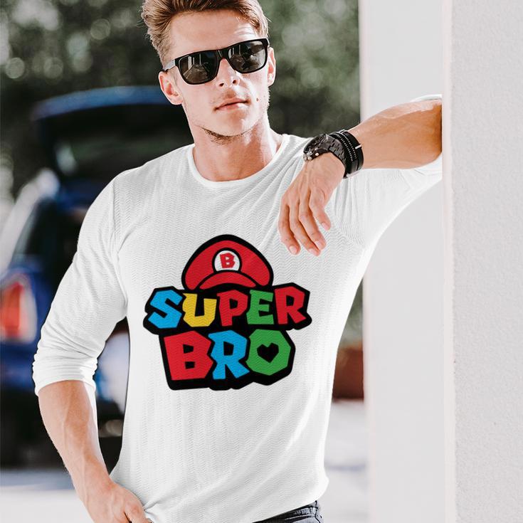 Super Bro Funny Brother Video Gaming Lover Gift Birthday Holiday By Mesa Cute Unisex Long Sleeve Gifts for Him