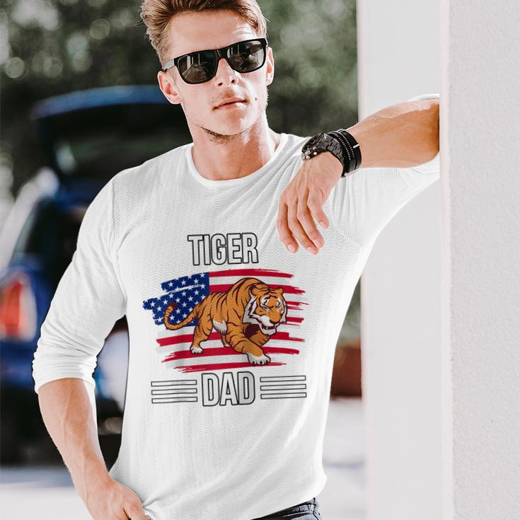 Tiger Us Flag 4Th Of July Fathers Day Tiger Dad Long Sleeve T-Shirt Gifts for Him