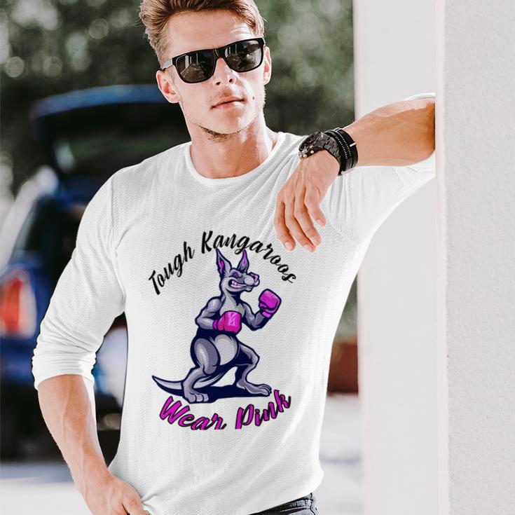 Tough Kangaroos Wear Pink In Support Of Breast Cancer Awareness Unisex Long Sleeve Gifts for Him