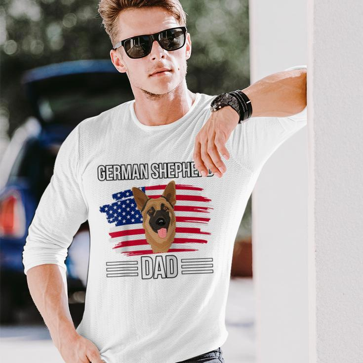 Usa Us Flag 4Th Of July Fathers Day German Shepherd Dad Long Sleeve T-Shirt Gifts for Him