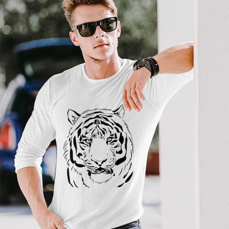 White Tiger Head For Men And Tiger Dad And Tiger Lover Long Sleeve T-Shirt Gifts for Him