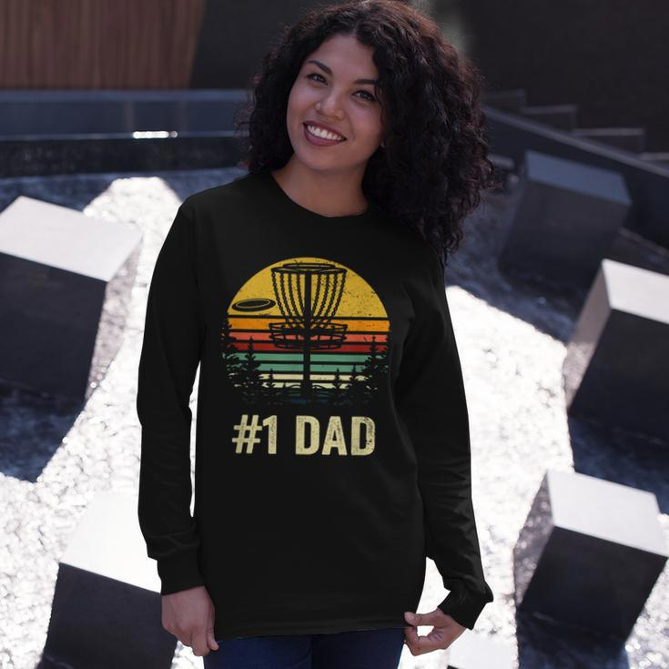 1 Dad Disc Golf Number One Father Frisbee Golfing Disk Long Sleeve T-Shirt Gifts for Her