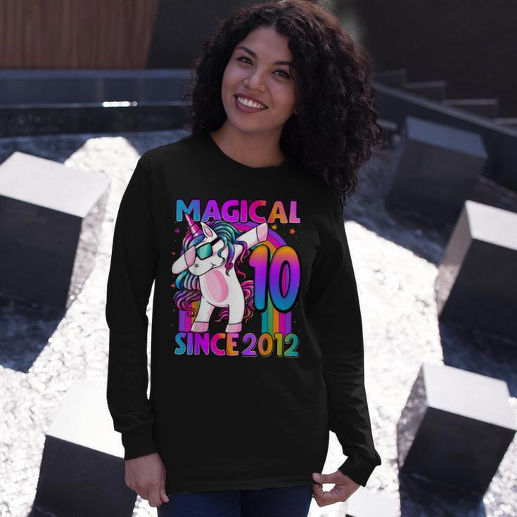 10 Year Old Unicorn Dabbing 10Th Birthday Girl Unicorn Party V2 Long Sleeve T-Shirt Gifts for Her