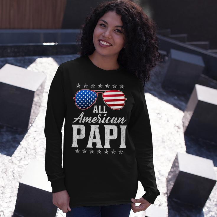 All American Papi 4Th Of July Fathers Day Papi Long Sleeve T-Shirt Gifts for Her