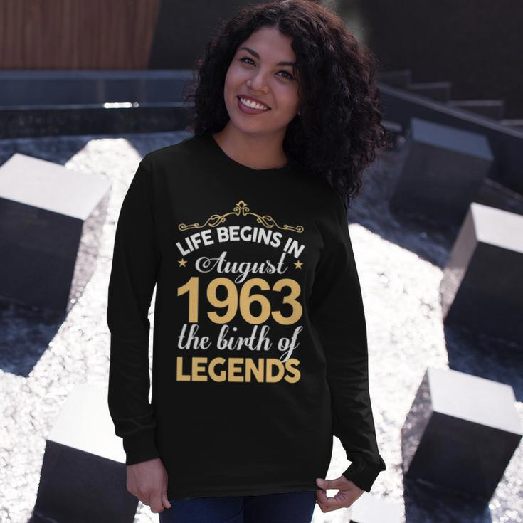 August 1963 Birthday Life Begins In August 1963 V2 Long Sleeve T-Shirt Gifts for Her