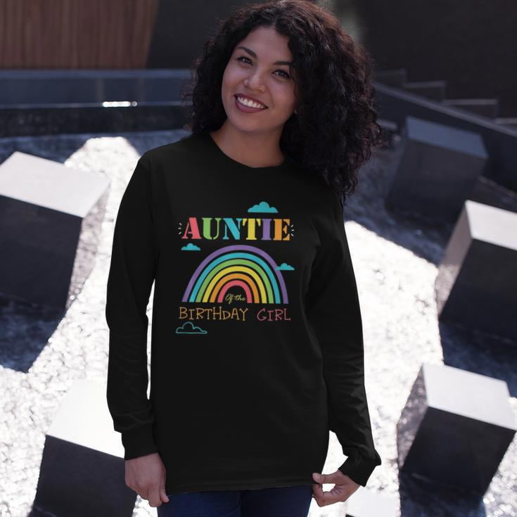 Auntie Of The Birthday Girl Rainbow Theme Matching Long Sleeve T-Shirt T-Shirt Gifts for Her