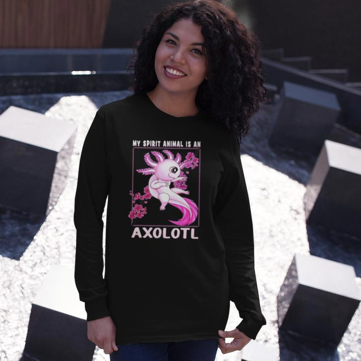 Axolotl Is My Spirit Animal Cherry Blossom Girls Boys Long Sleeve T-Shirt T-Shirt Gifts for Her