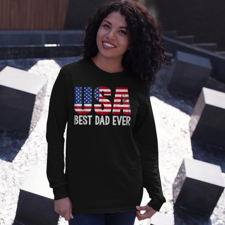 Best Dad Ever With Us American Flag Awesome Dads Long Sleeve T-Shirt Gifts for Her