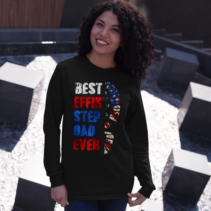 Best Effin’ Step Dad 4Th Of July Ever Shoes Trace Flag Long Sleeve T-Shirt Gifts for Her
