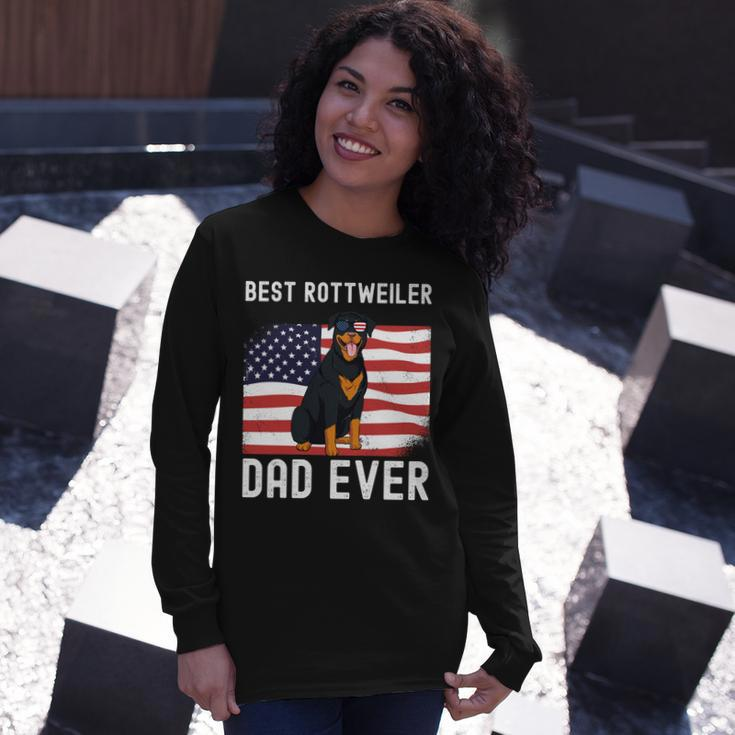 Best Rottweiler Dad Ever American Flag 4Th Of July Rottie Long Sleeve T-Shirt Gifts for Her