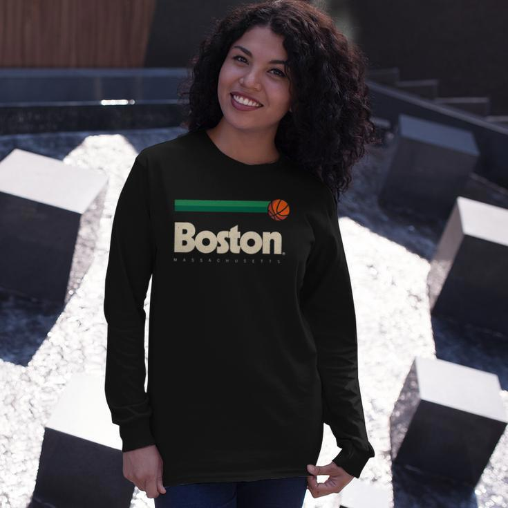 Boston Basketball B-Ball Massachusetts Green Retro Boston Long Sleeve T-Shirt T-Shirt Gifts for Her