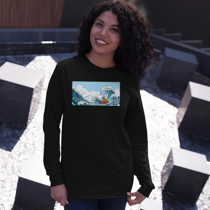 The Capybara On Great Wave Long Sleeve T-Shirt T-Shirt Gifts for Her