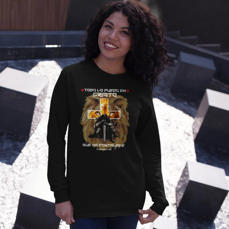 Christian Spanish Español Regalos Cristianos Filipenses 4 13 Long Sleeve T-Shirt T-Shirt Gifts for Her