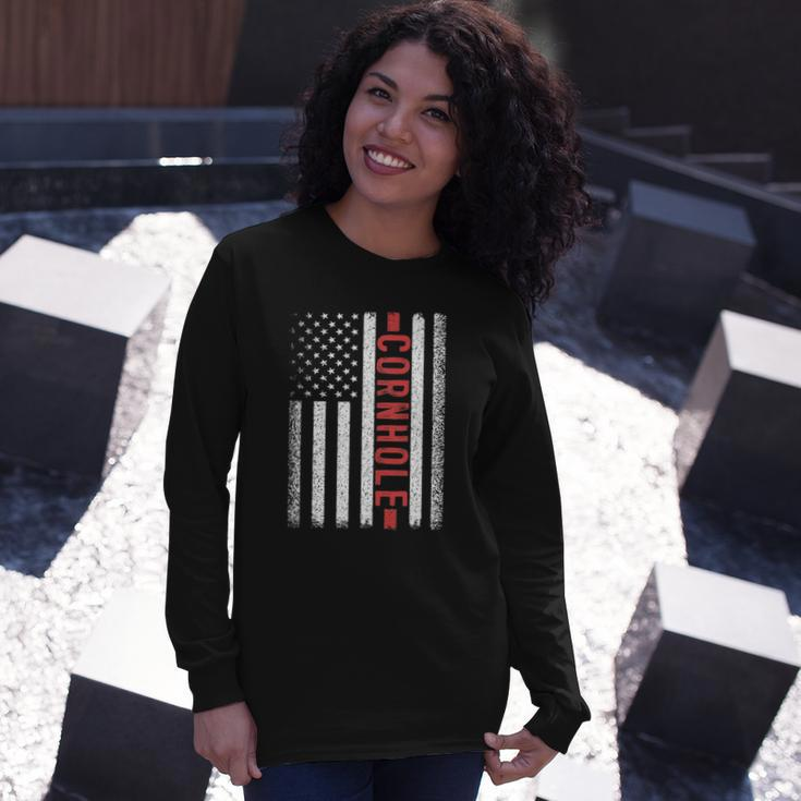 Cornhole American Flag 4Th Of July Bags Player Novelty Long Sleeve T-Shirt T-Shirt Gifts for Her