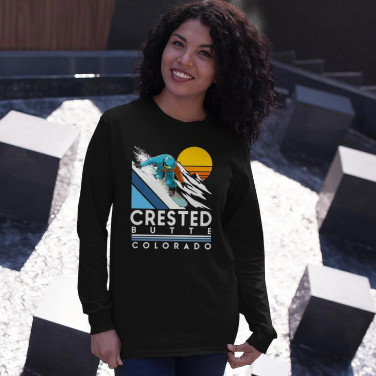 Crested Butte Colorado Retro Snowboard Long Sleeve T-Shirt T-Shirt Gifts for Her