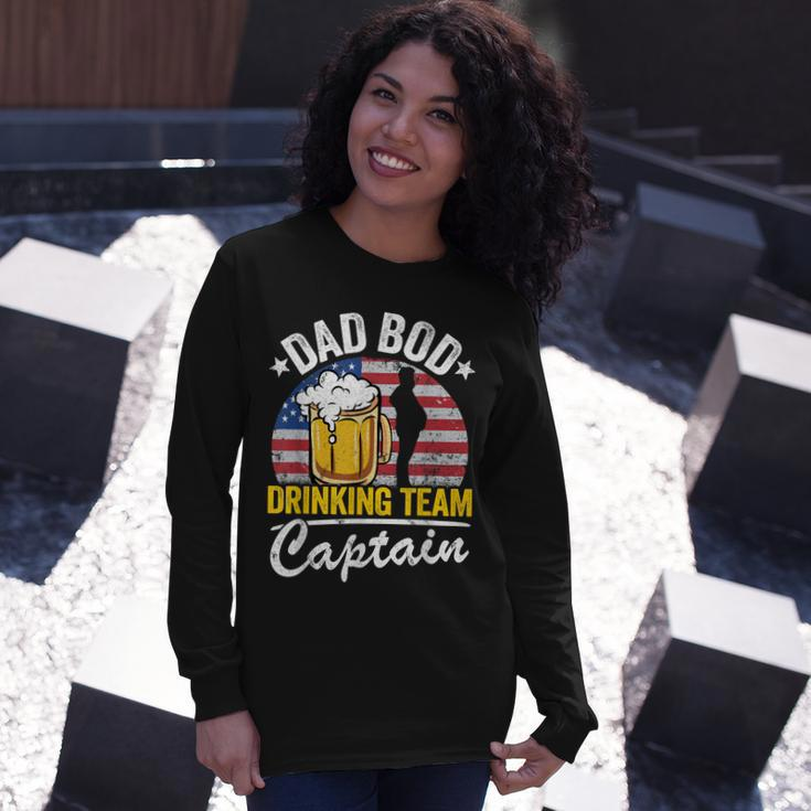 Dad Bod Drinking Team Captain American Flag 4Th Of July Beer Long Sleeve T-Shirt Gifts for Her