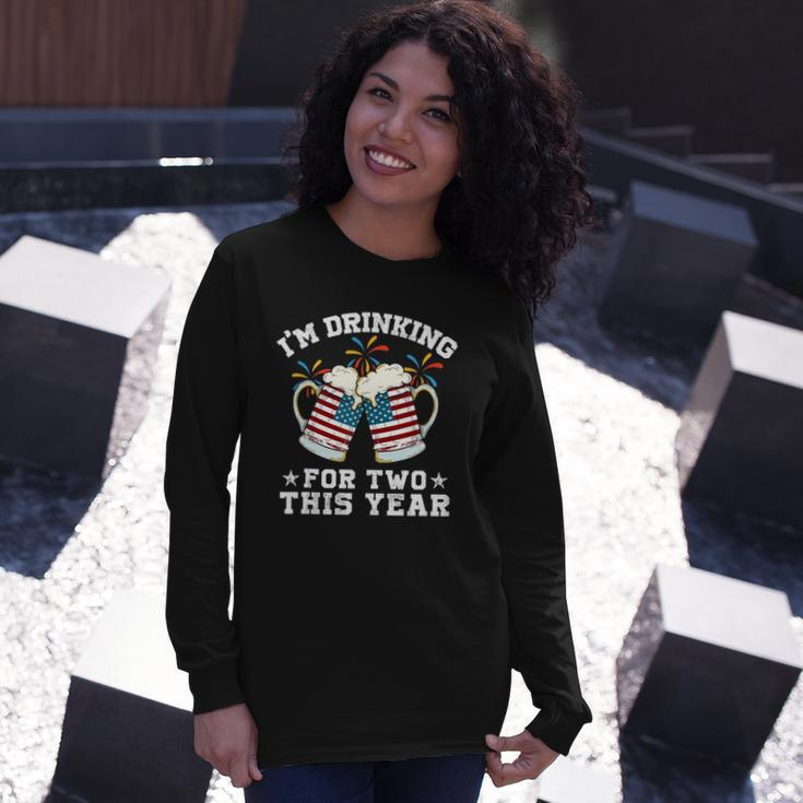 Im Drinking For Two This Year Pregnancy 4Th Of July Long Sleeve T-Shirt T-Shirt Gifts for Her
