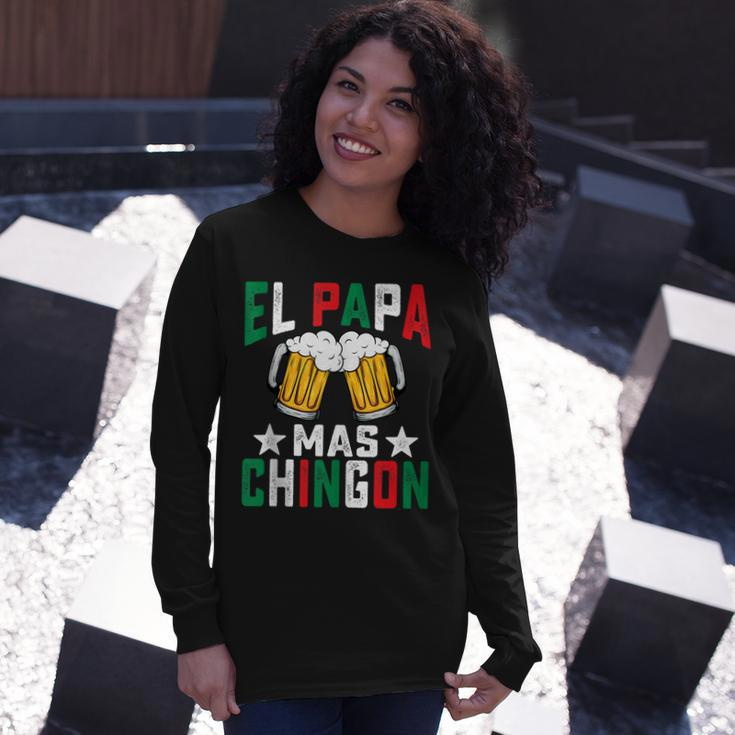 El Papa Mas Chingon Mexican Dad Husband Regalo Flag V2 Long Sleeve T-Shirt Gifts for Her