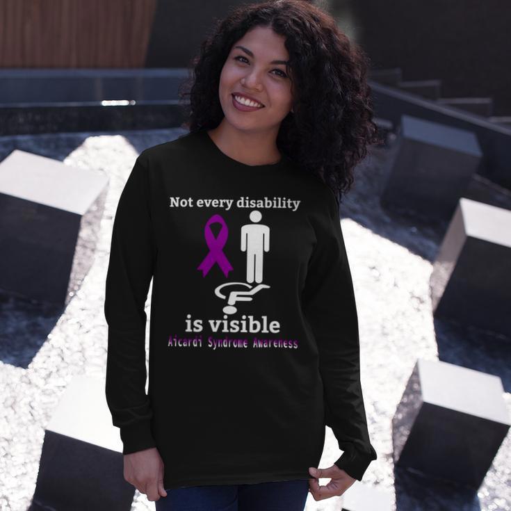 Every Disability Is Visible Aicardi Syndrome Awareness Purple Ribbon Aicardi Syndrome Support Aicardi Syndrome Awareness Unisex Long Sleeve Gifts for Her