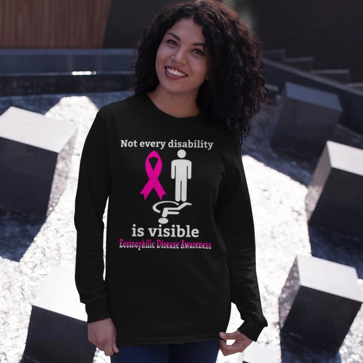 Every Disability Is Visible Eosinophilic Disease Awareness Pink Ribbon Eosinophilic Disease Eosinophilic Disease Awareness Unisex Long Sleeve Gifts for Her