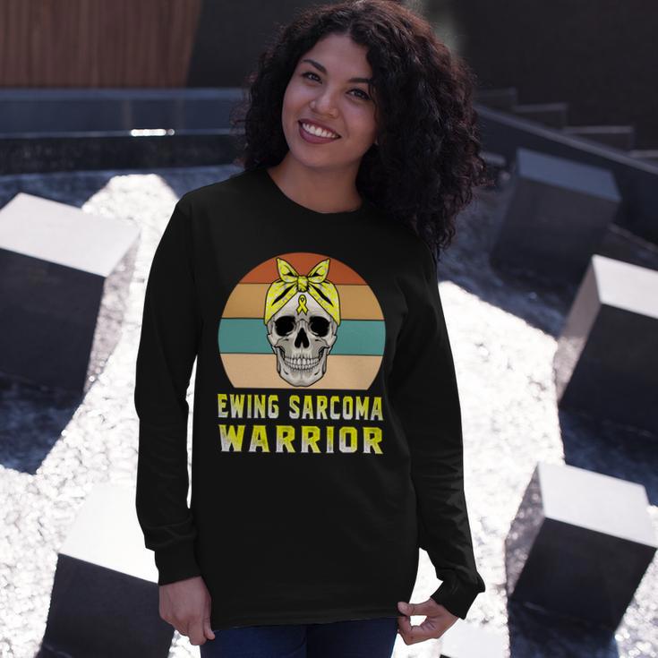 Ewings Sarcoma Warrior Skull Women Vintage Yellow Ribbon Ewings Sarcoma Ewings Sarcoma Awareness V2 Unisex Long Sleeve Gifts for Her