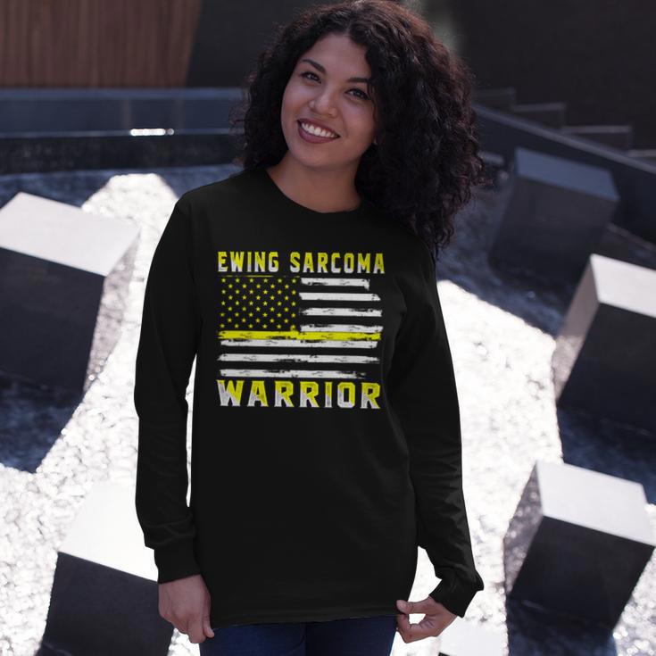 Ewings Sarcoma Warrior Usa Flag United States Flag Yellow Ribbon Ewings Sarcoma Ewings Sarcoma Awareness Unisex Long Sleeve Gifts for Her