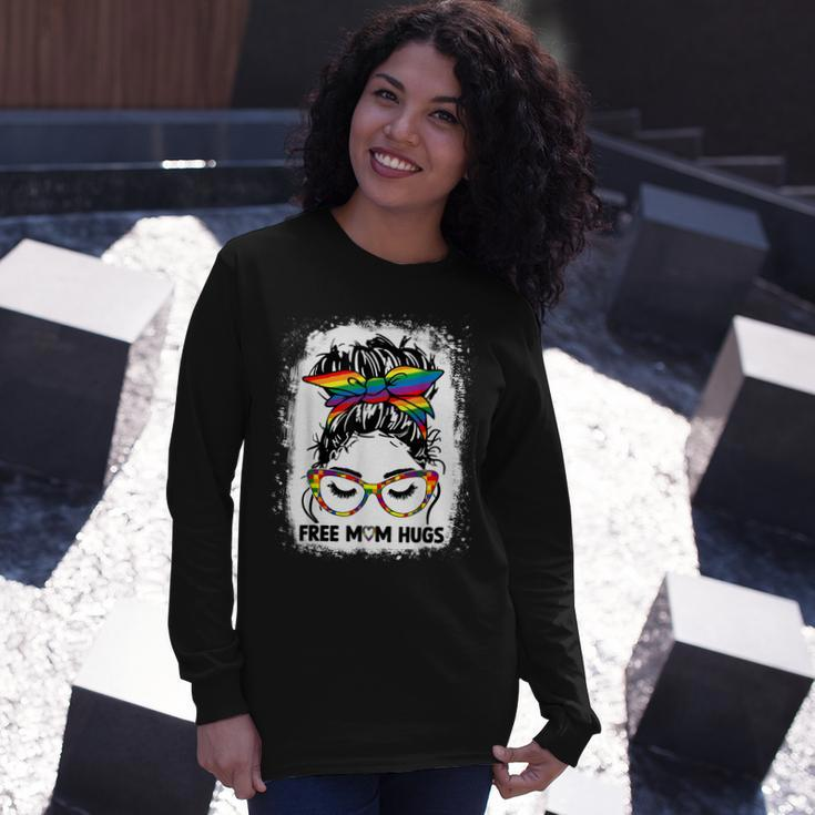 Free Mom Hugs Messy Bun Lgbt Pride Rainbow V2 Long Sleeve T-Shirt T-Shirt Gifts for Her