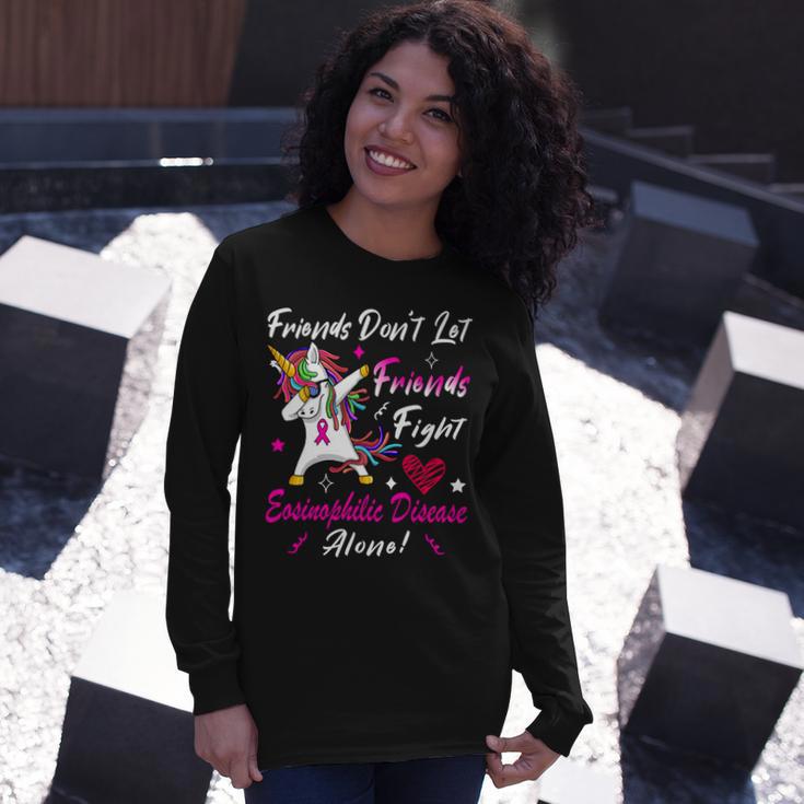 Friends Dont Let Friends Fight Eosinophilic Disease Alone Pink Ribbon Eosinophilic Disease Eosinophilic Disease Awareness Unisex Long Sleeve Gifts for Her