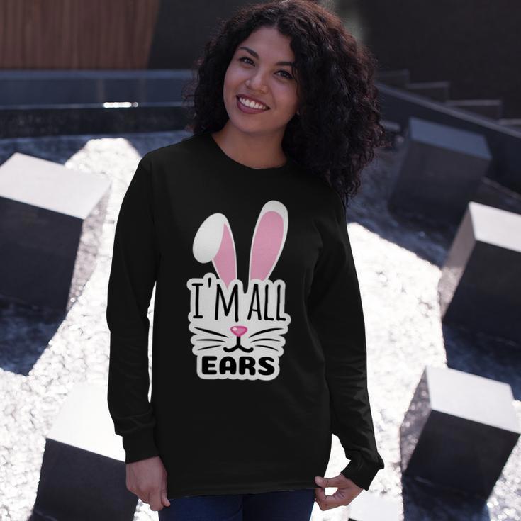 Funny Cute Pink Bunny Im All Ears Rabbit Happy Easter Day Gift For Girls Women Mom Mommy Family Birthday Holiday Christmas Unisex Long Sleeve Gifts for Her