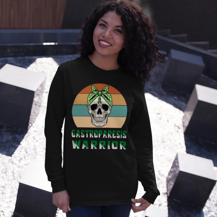 Gastroparesis Warrior Skull Women Vintage Green Ribbon Gastroparesis Gastroparesis Awareness Unisex Long Sleeve Gifts for Her