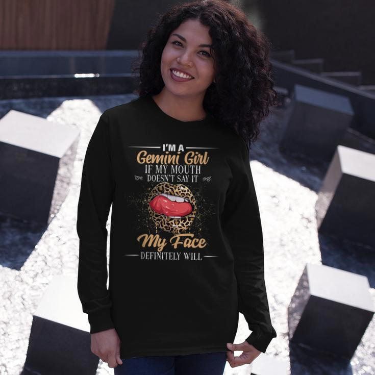 I Am A Gemini Girl Leopard Birthday Astrology Zodiac Sign Long Sleeve T-Shirt Gifts for Her