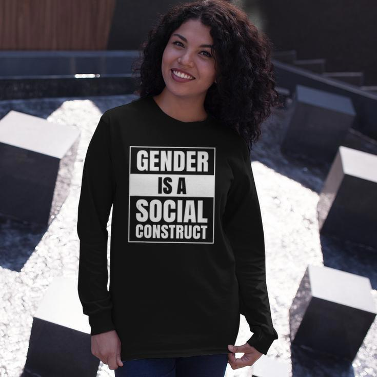 Gender Is A Social Construct Agender Bigender Trans Pronouns Long Sleeve T-Shirt T-Shirt Gifts for Her