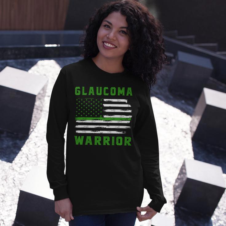 Glaucoma Warrior Usa Flag United States Flag Green Ribbon Glaucoma Glaucoma Awareness Unisex Long Sleeve Gifts for Her