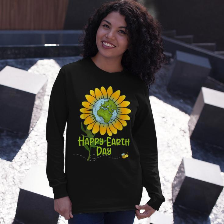Happy Earth Day Every Day Sunflower Teachers Earth Day Long Sleeve T-Shirt Gifts for Her