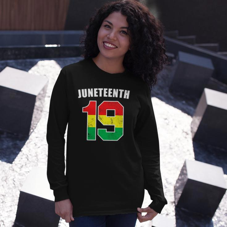 Juneteenth 19 Jersey Black American Freedom Juneteenth Long Sleeve T-Shirt Gifts for Her