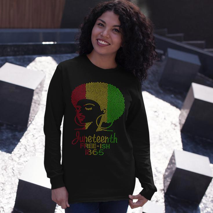 Juneteenth Celebrate 1865 Freedom Day Rhinestone Black Long Sleeve T-Shirt T-Shirt Gifts for Her