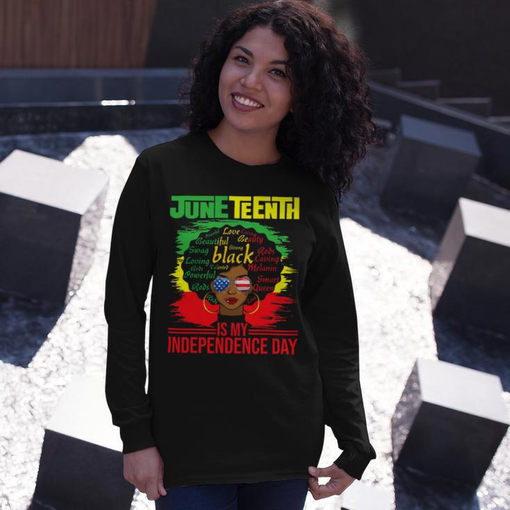 Juneteenth Is My Independence Day African Flag Black History Unisex Long Sleeve Gifts for Her