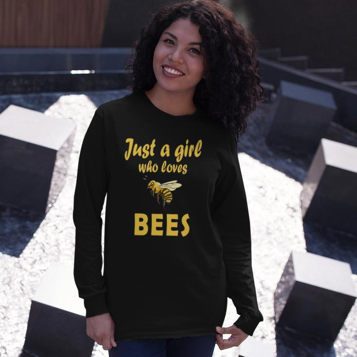 Just A Girl Who Loves Bees Beekeeping Bee Girls Long Sleeve T-Shirt T-Shirt Gifts for Her