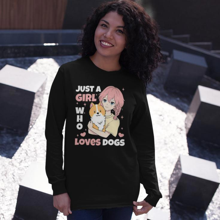 Just A Girl Who Loves Dogs Cute Corgi Lover Outfit & Apparel Long Sleeve T-Shirt T-Shirt Gifts for Her