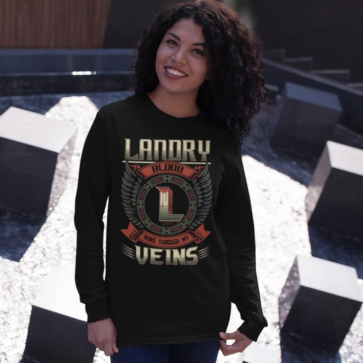 Landry Blood Run Through My Veins Name Long Sleeve T-Shirt Gifts for Her