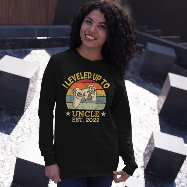 Leveled Up To Uncle Est 2022 Promoted New Uncle Video Gamer Long Sleeve T-Shirt Gifts for Her