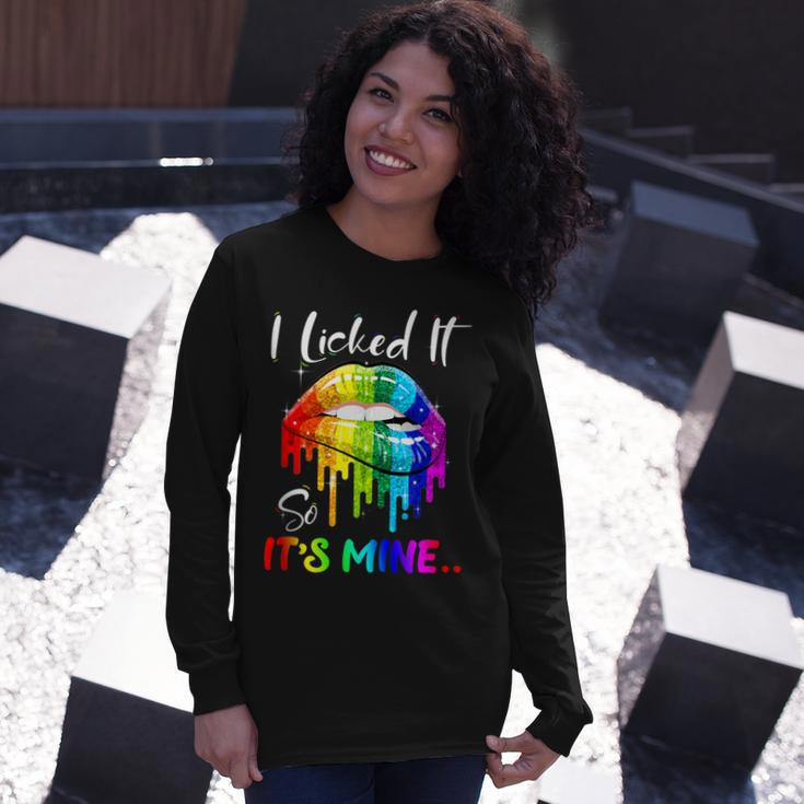 I Licked It So Its Mine Lesbian Gay Pride Lgbt Flag Long Sleeve T-Shirt T-Shirt Gifts for Her