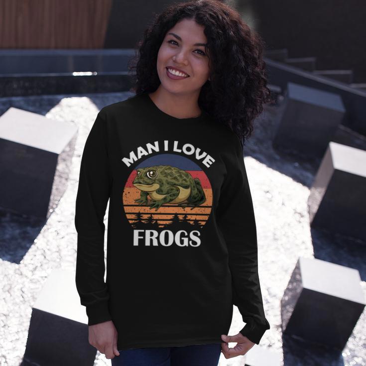 Man I Love Frogs Funny Retro Frog Unisex Long Sleeve Gifts for Her