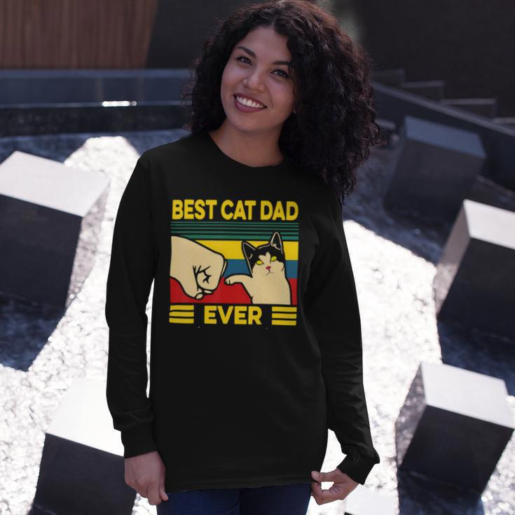 Mens Vintage Best Cat Dad Ever Bump Fit 240 Shirt Unisex Long Sleeve Gifts for Her