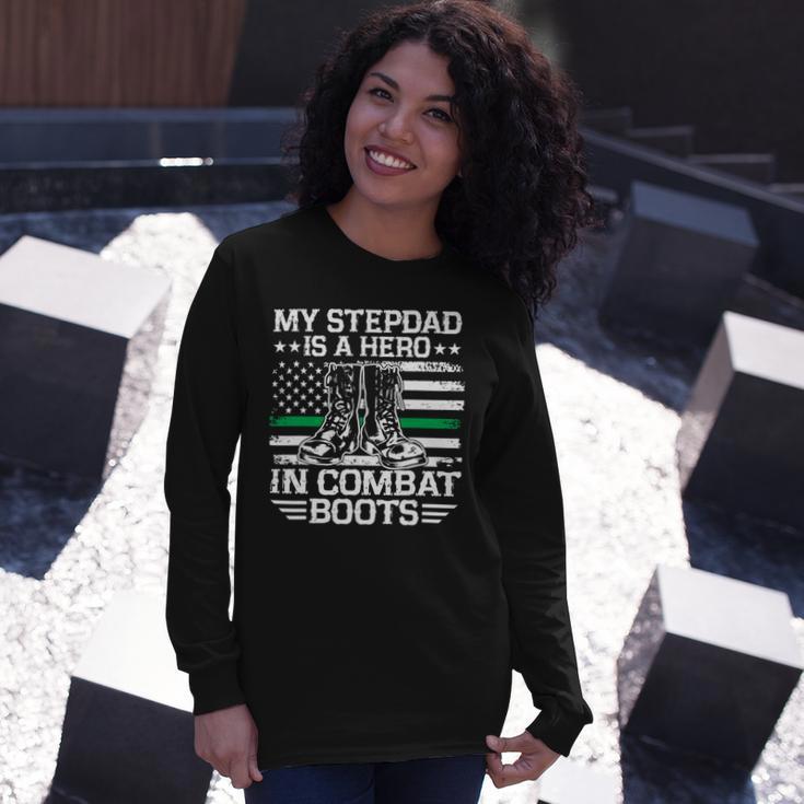 My Stepdad Is A Hero In Combat Boots 684 Shirt Unisex Long Sleeve Gifts for Her